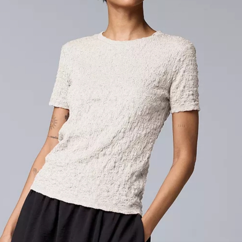 White Textured Tee